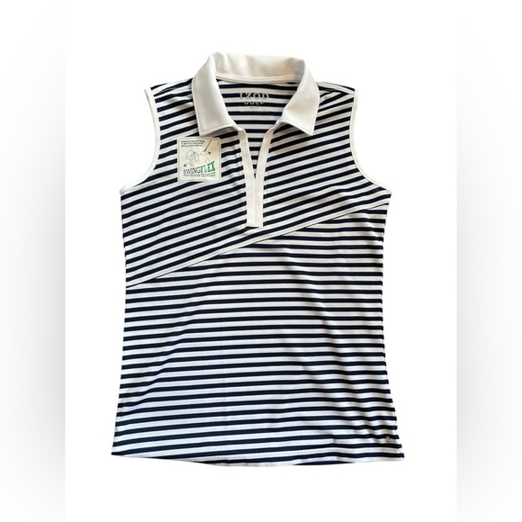 NEW Izod Golf Swing Flex Navy and White Striped Sleeveless V-Neck Top Size XS - Picture 1 of 10